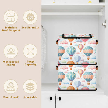 Tractor Truck Storage Bins with Zipper Lid, Collapsible Fabric Storage Basket with Leather Handles Closet Shelf Cloth Organizer Basket for Nursery Bedroom Clothes Toy