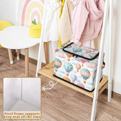 Tractor Truck Storage Bins with Zipper Lid, Collapsible Fabric Storage Basket with Leather Handles Closet Shelf Cloth Organizer Basket for Nursery Bedroom Clothes Toy