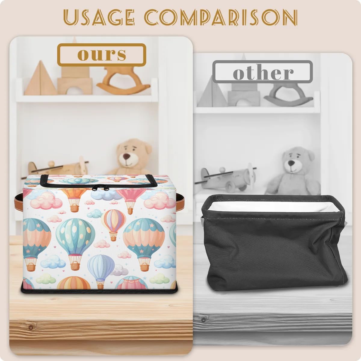 Tractor Truck Storage Bins with Zipper Lid, Collapsible Fabric Storage Basket with Leather Handles Closet Shelf Cloth Organizer Basket for Nursery Bedroom Clothes Toy