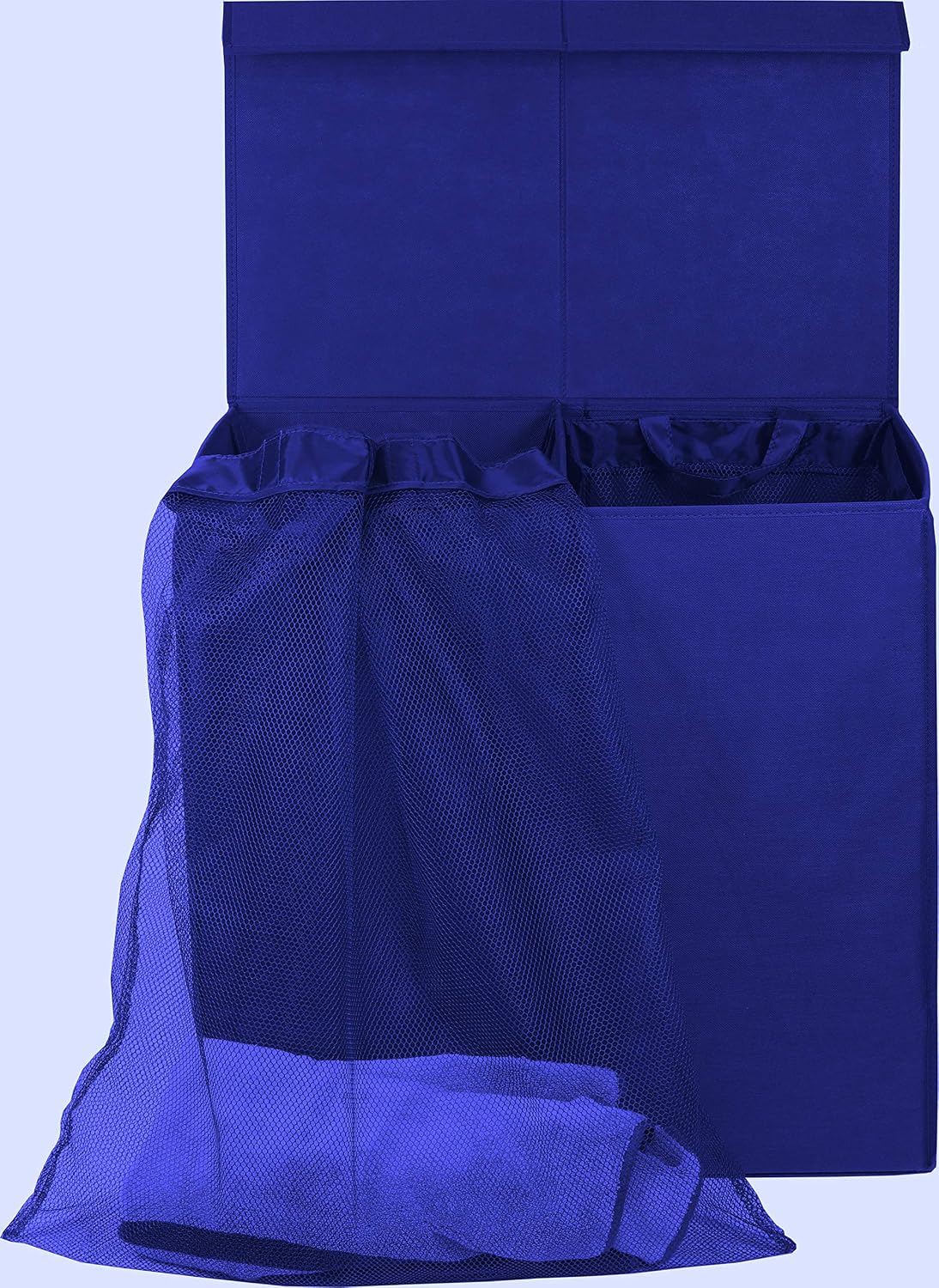 Double Laundry Hamper with Lid & Removable Bags, Dark Gray