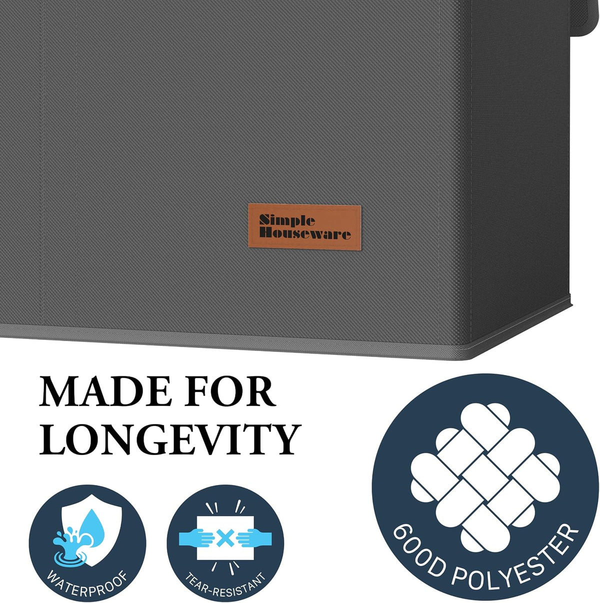 Double Laundry Hamper with Lid & Removable Bags, Dark Gray