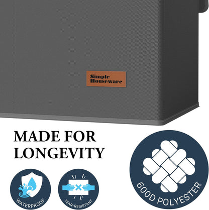 Double Laundry Hamper with Lid & Removable Bags, Dark Gray