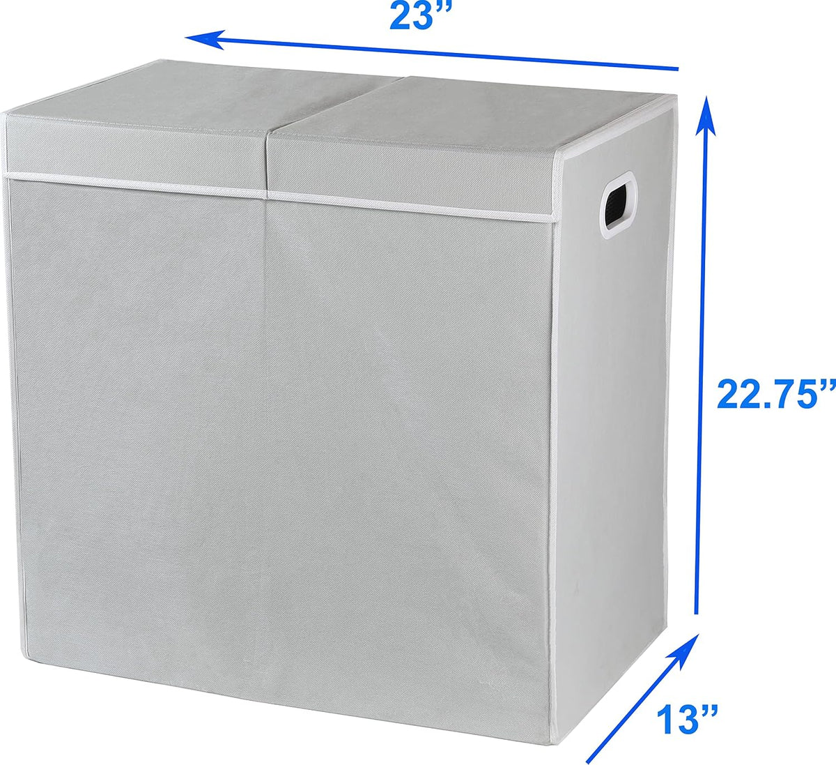 Double Laundry Hamper with Lid & Removable Bags, Dark Gray