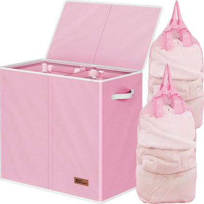 Double Laundry Hamper with Lid & Removable Bags, Dark Gray