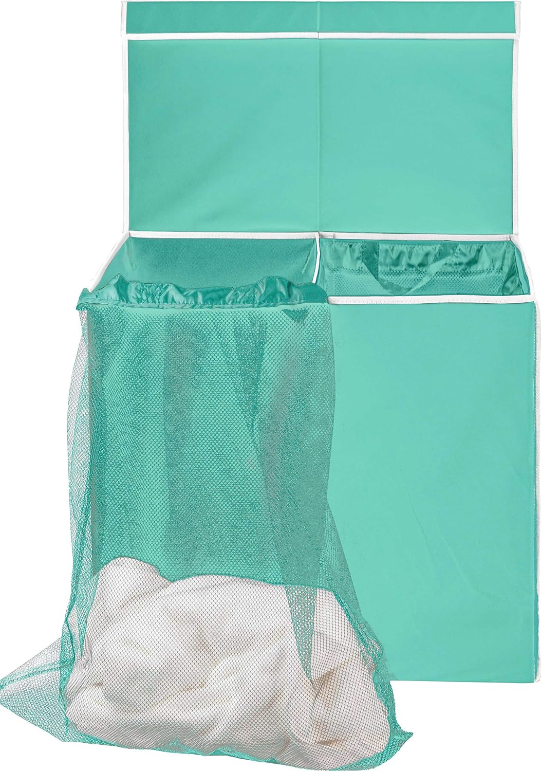 Double Laundry Hamper with Lid & Removable Bags, Dark Gray