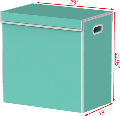 Double Laundry Hamper with Lid & Removable Bags, Dark Gray