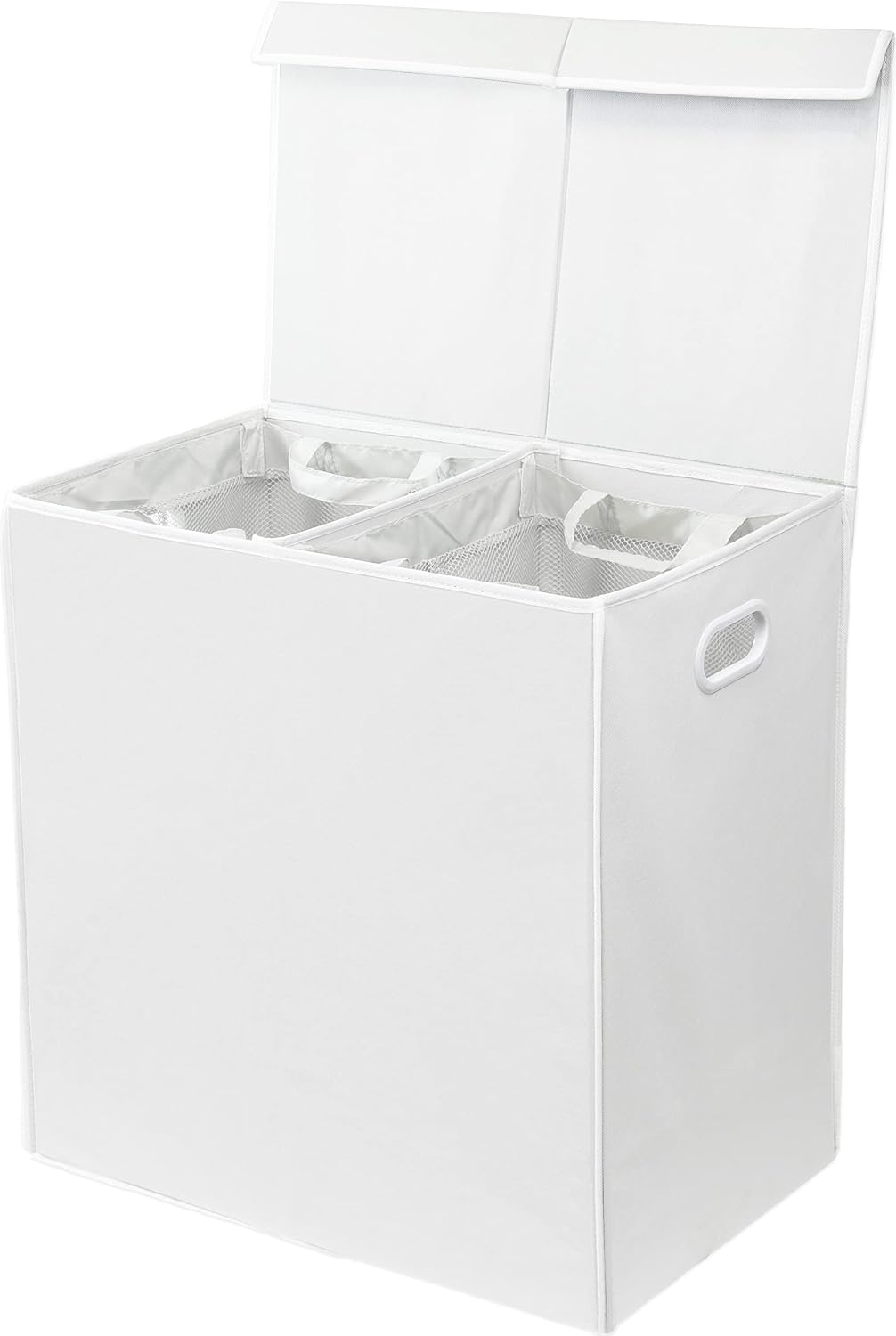 Double Laundry Hamper with Lid & Removable Bags, Dark Gray
