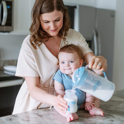 Baby Formula Mixing Pitcher 36oz, Blue with Anti-Colic Options+ Narrow Baby Bottles, 4 Pack, 4 oz