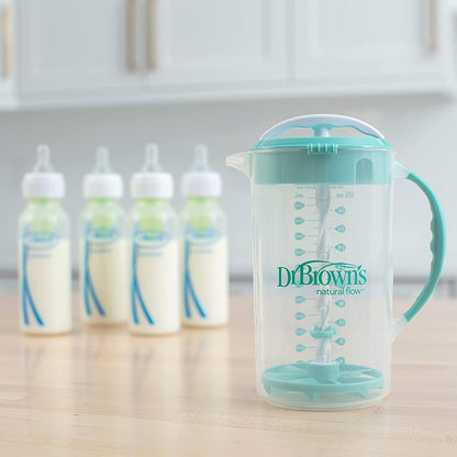 Baby Formula Mixing Pitcher 36oz, Blue with Anti-Colic Options+ Narrow Baby Bottles, 4 Pack, 4 oz