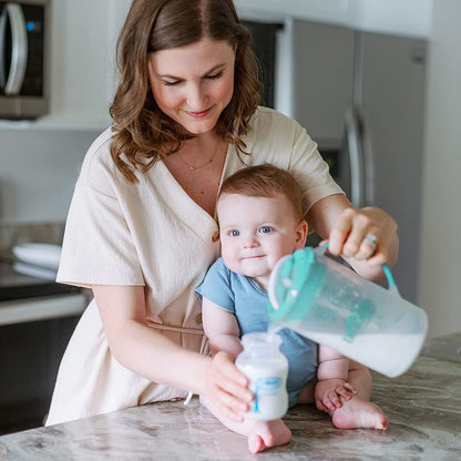 Baby Formula Mixing Pitcher 36oz, Blue with Anti-Colic Options+ Narrow Baby Bottles, 4 Pack, 4 oz