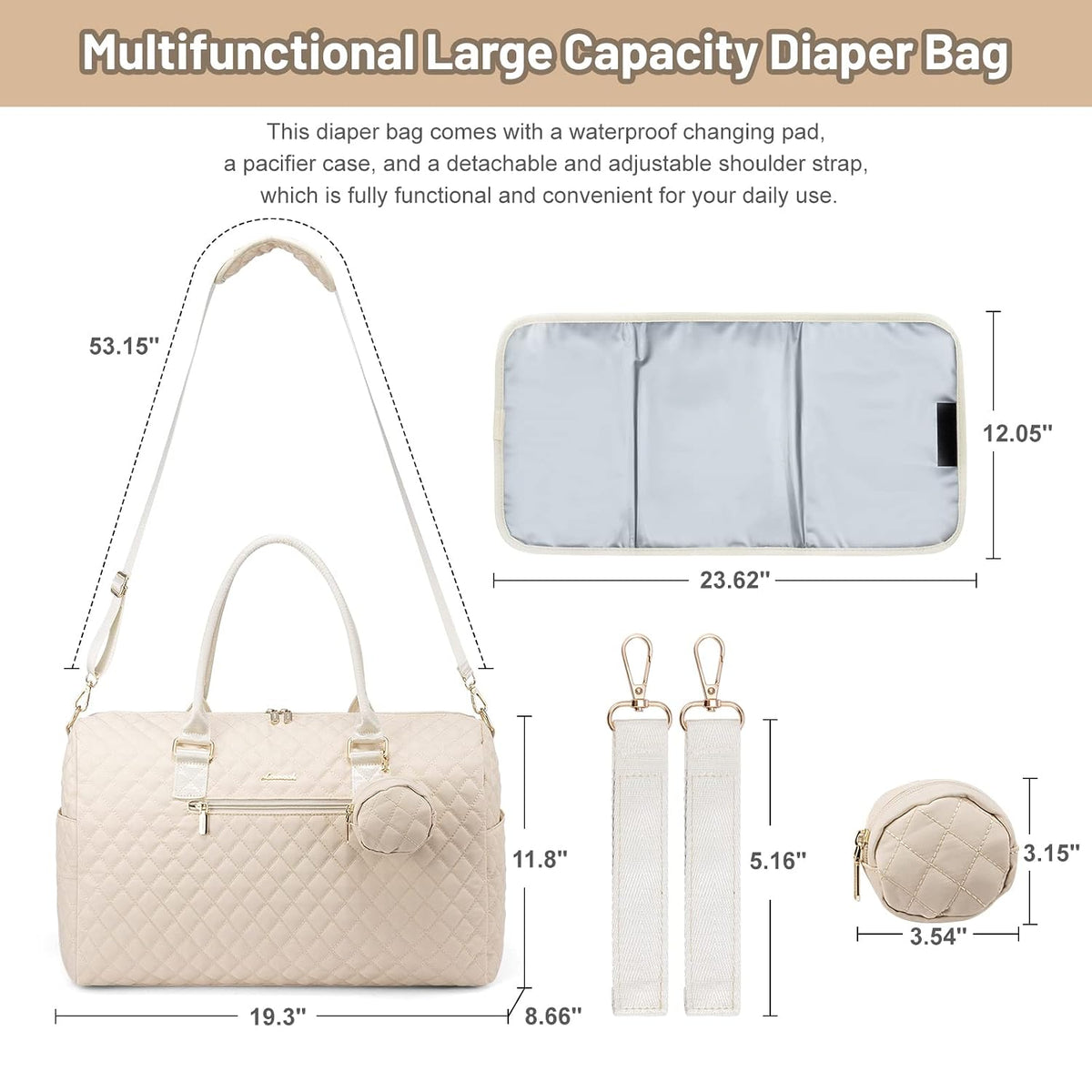 Diaper Bag Tote with Pacifier Case and Changing Pad, Large Capacity Mommy Bag for Hospital and Weekender Travel, Functional Baby Bag Newborn Baby Essential, Blue