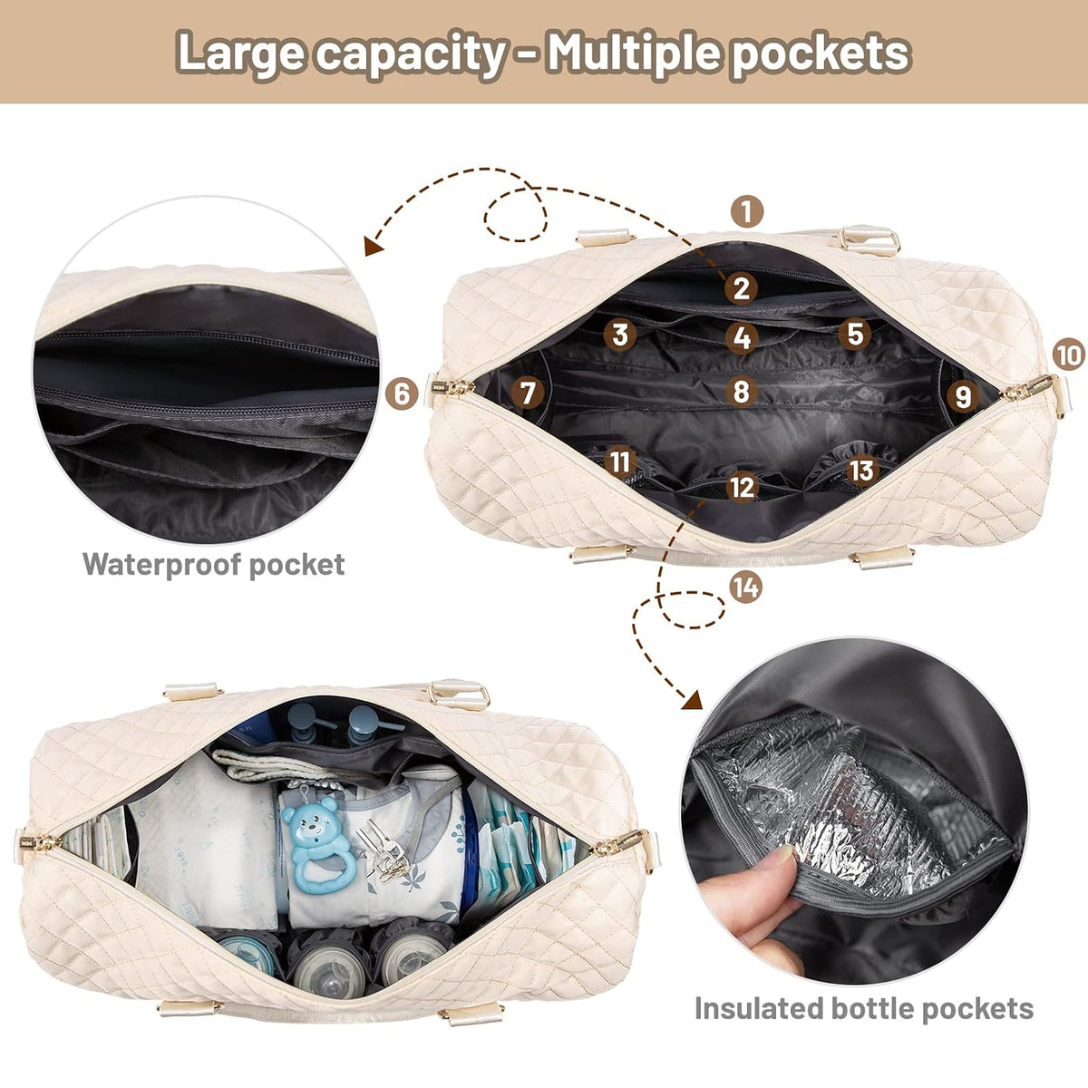 Diaper Bag Tote with Pacifier Case and Changing Pad, Large Capacity Mommy Bag for Hospital and Weekender Travel, Functional Baby Bag Newborn Baby Essential, Blue