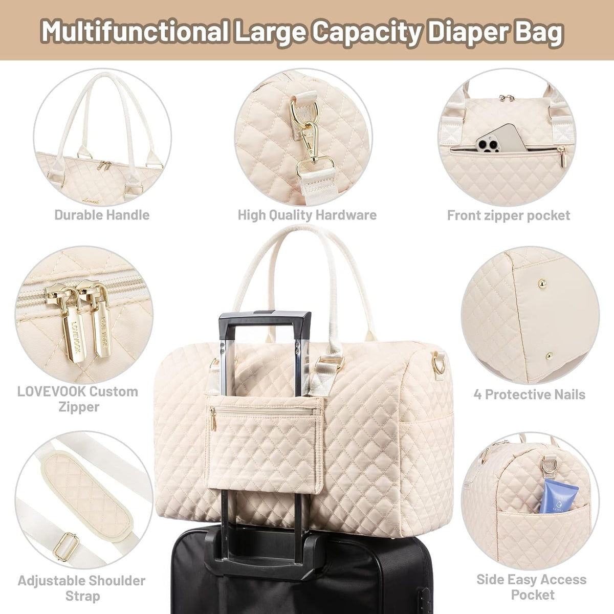 Diaper Bag Tote with Pacifier Case and Changing Pad, Large Capacity Mommy Bag for Hospital and Weekender Travel, Functional Baby Bag Newborn Baby Essential, Blue
