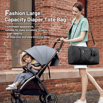 Diaper Bag Tote with Pacifier Case and Changing Pad, Large Capacity Mommy Bag for Hospital and Weekender Travel, Functional Baby Bag Newborn Baby Essential, Blue