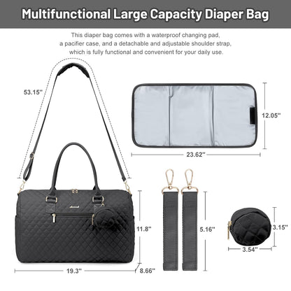 Diaper Bag Tote with Pacifier Case and Changing Pad, Large Capacity Mommy Bag for Hospital and Weekender Travel, Functional Baby Bag Newborn Baby Essential, Blue