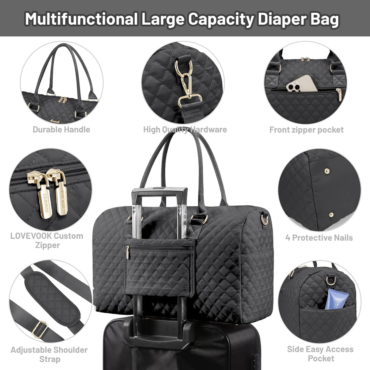 Diaper Bag Tote with Pacifier Case and Changing Pad, Large Capacity Mommy Bag for Hospital and Weekender Travel, Functional Baby Bag Newborn Baby Essential, Blue
