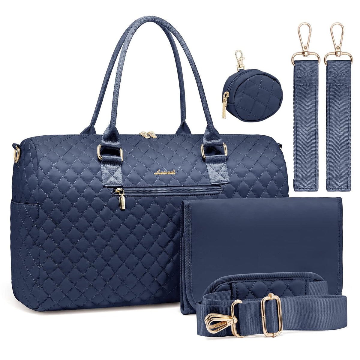 Diaper Bag Tote with Pacifier Case and Changing Pad, Large Capacity Mommy Bag for Hospital and Weekender Travel, Functional Baby Bag Newborn Baby Essential, Blue