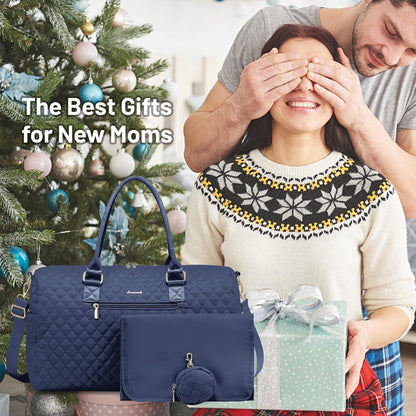 Diaper Bag Tote with Pacifier Case and Changing Pad, Large Capacity Mommy Bag for Hospital and Weekender Travel, Functional Baby Bag Newborn Baby Essential, Blue