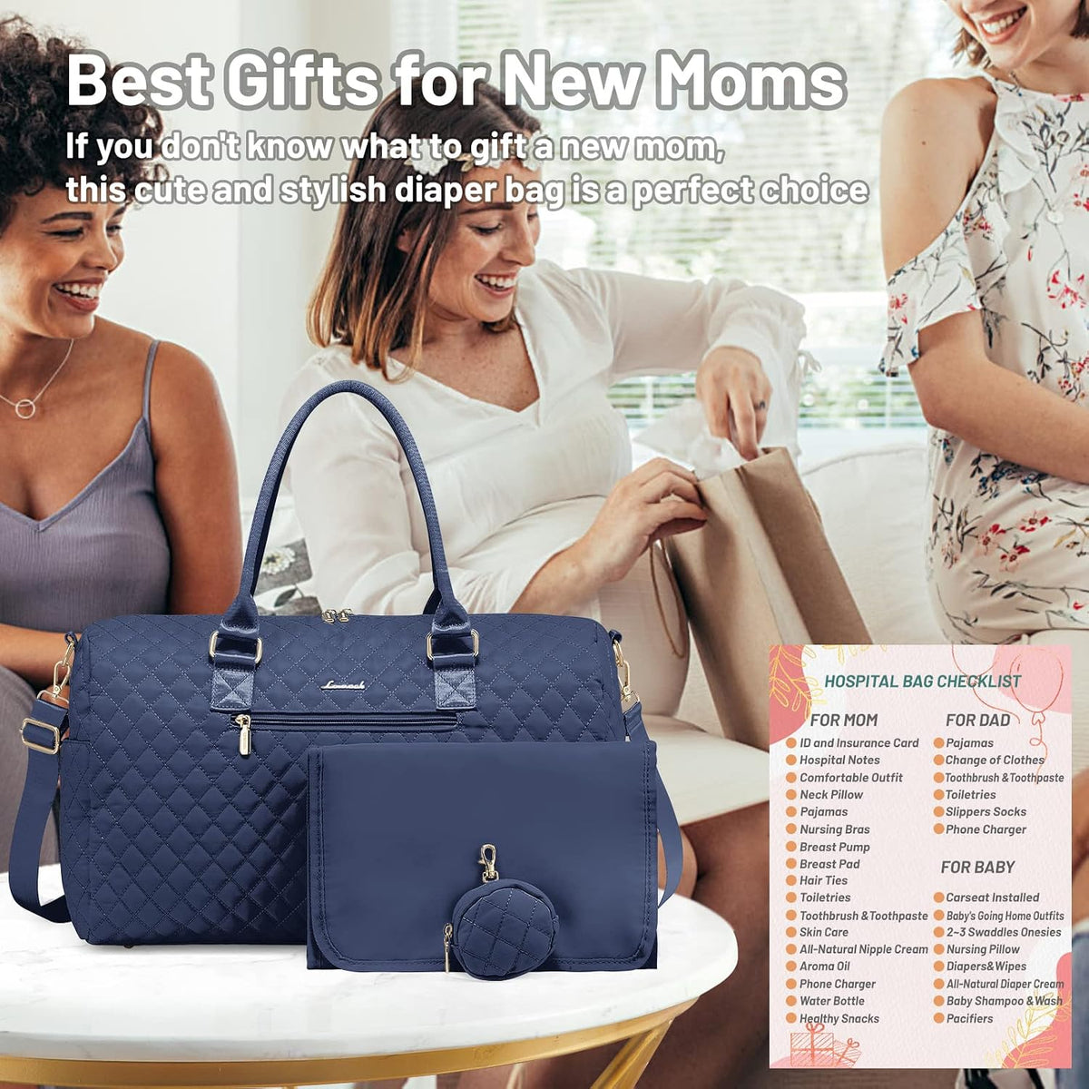 Diaper Bag Tote with Pacifier Case and Changing Pad, Large Capacity Mommy Bag for Hospital and Weekender Travel, Functional Baby Bag Newborn Baby Essential, Blue