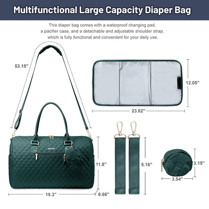 Diaper Bag Tote with Pacifier Case and Changing Pad, Large Capacity Mommy Bag for Hospital and Weekender Travel, Functional Baby Bag Newborn Baby Essential, Blue
