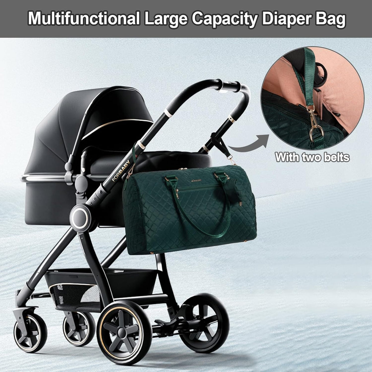 Diaper Bag Tote with Pacifier Case and Changing Pad, Large Capacity Mommy Bag for Hospital and Weekender Travel, Functional Baby Bag Newborn Baby Essential, Blue