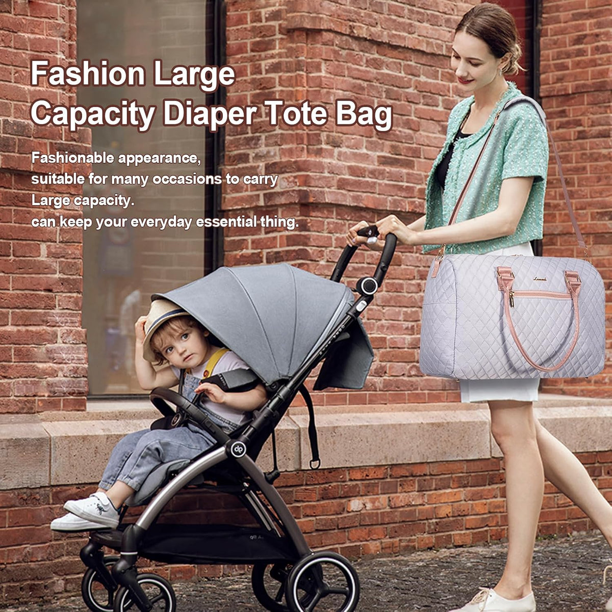 Diaper Bag Tote with Pacifier Case and Changing Pad, Large Capacity Mommy Bag for Hospital and Weekender Travel, Functional Baby Bag Newborn Baby Essential, Blue