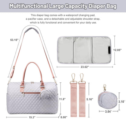 Diaper Bag Tote with Pacifier Case and Changing Pad, Large Capacity Mommy Bag for Hospital and Weekender Travel, Functional Baby Bag Newborn Baby Essential, Blue