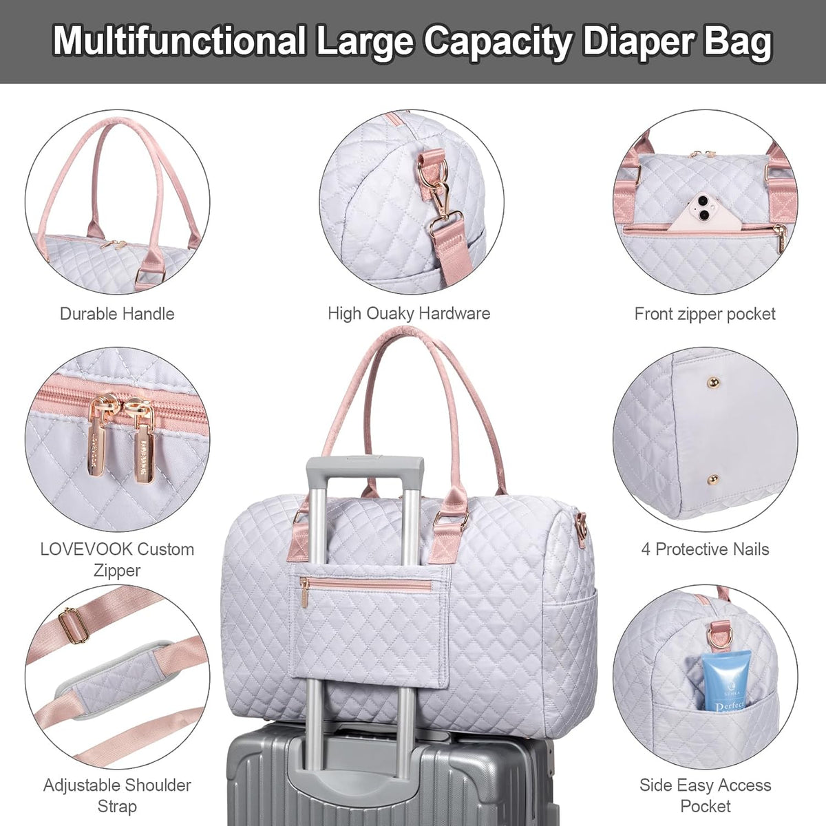 Diaper Bag Tote with Pacifier Case and Changing Pad, Large Capacity Mommy Bag for Hospital and Weekender Travel, Functional Baby Bag Newborn Baby Essential, Blue