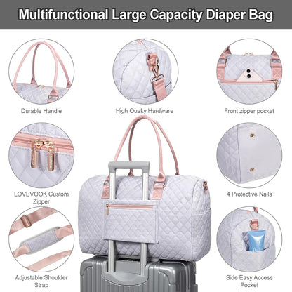 Diaper Bag Tote with Pacifier Case and Changing Pad, Large Capacity Mommy Bag for Hospital and Weekender Travel, Functional Baby Bag Newborn Baby Essential, Blue