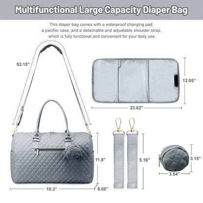 Diaper Bag Tote with Pacifier Case and Changing Pad, Large Capacity Mommy Bag for Hospital and Weekender Travel, Functional Baby Bag Newborn Baby Essential, Blue