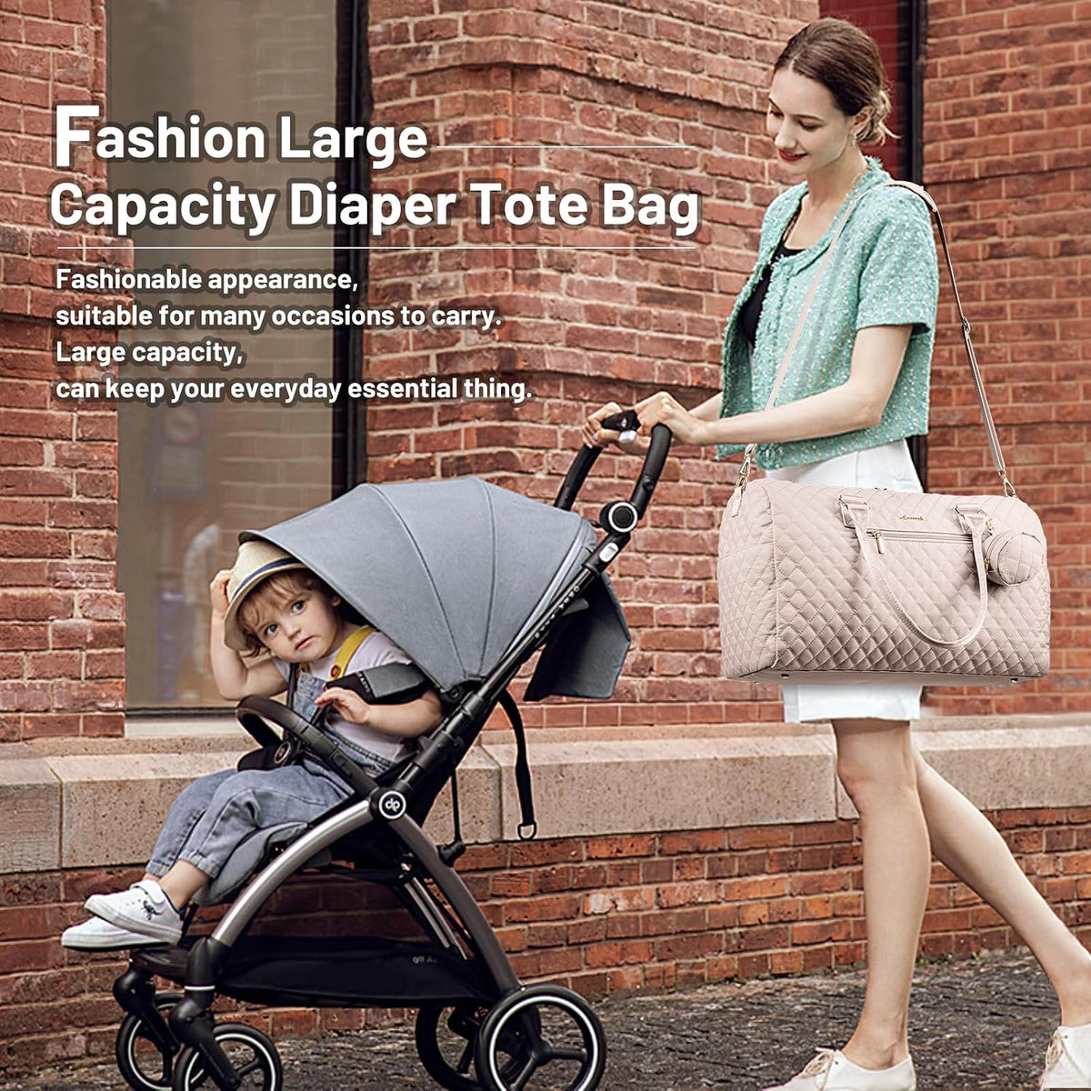 Diaper Bag Tote with Pacifier Case and Changing Pad, Large Capacity Mommy Bag for Hospital and Weekender Travel, Functional Baby Bag Newborn Baby Essential, Blue