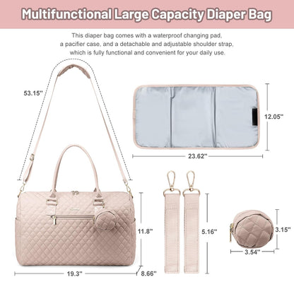 Diaper Bag Tote with Pacifier Case and Changing Pad, Large Capacity Mommy Bag for Hospital and Weekender Travel, Functional Baby Bag Newborn Baby Essential, Blue