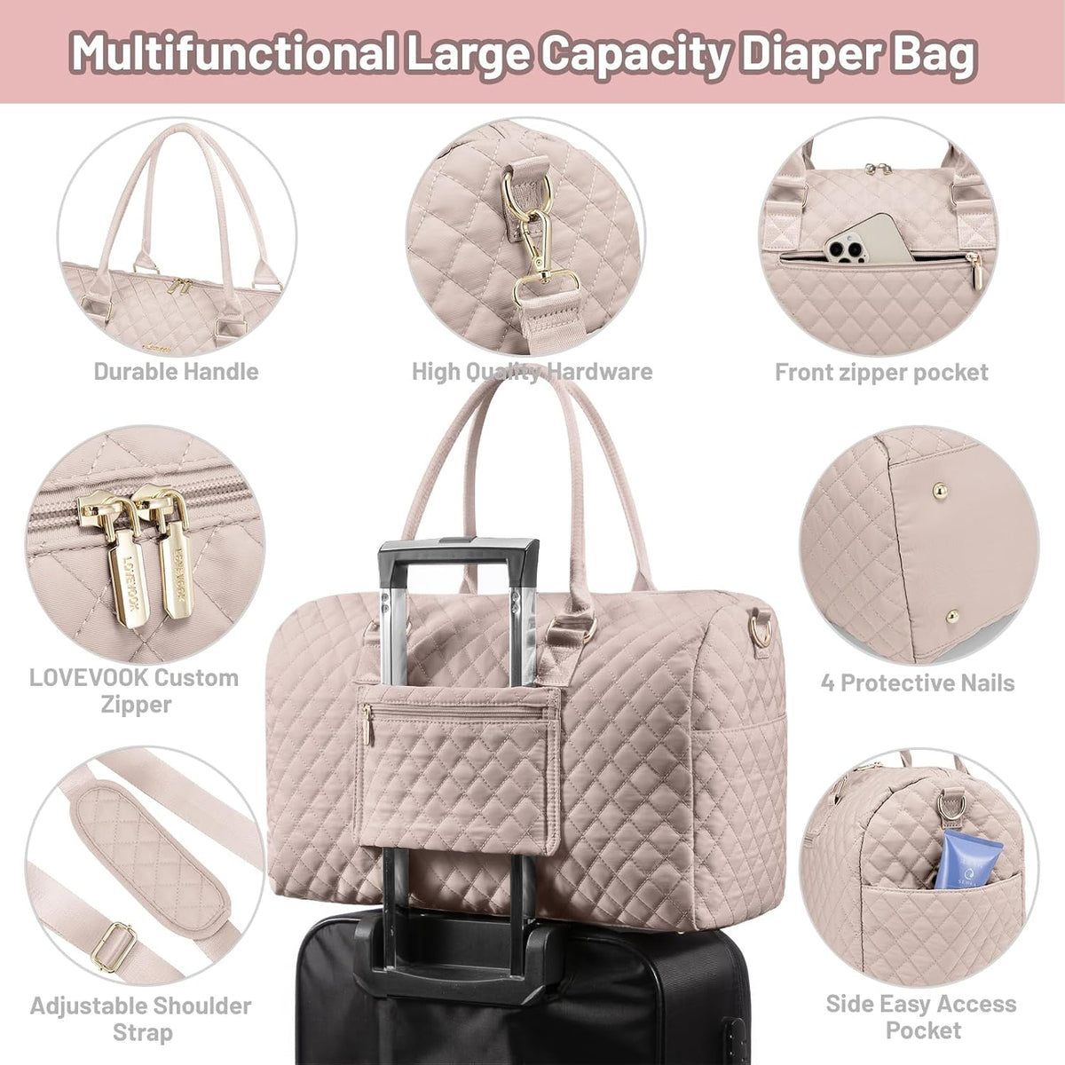 Diaper Bag Tote with Pacifier Case and Changing Pad, Large Capacity Mommy Bag for Hospital and Weekender Travel, Functional Baby Bag Newborn Baby Essential, Blue