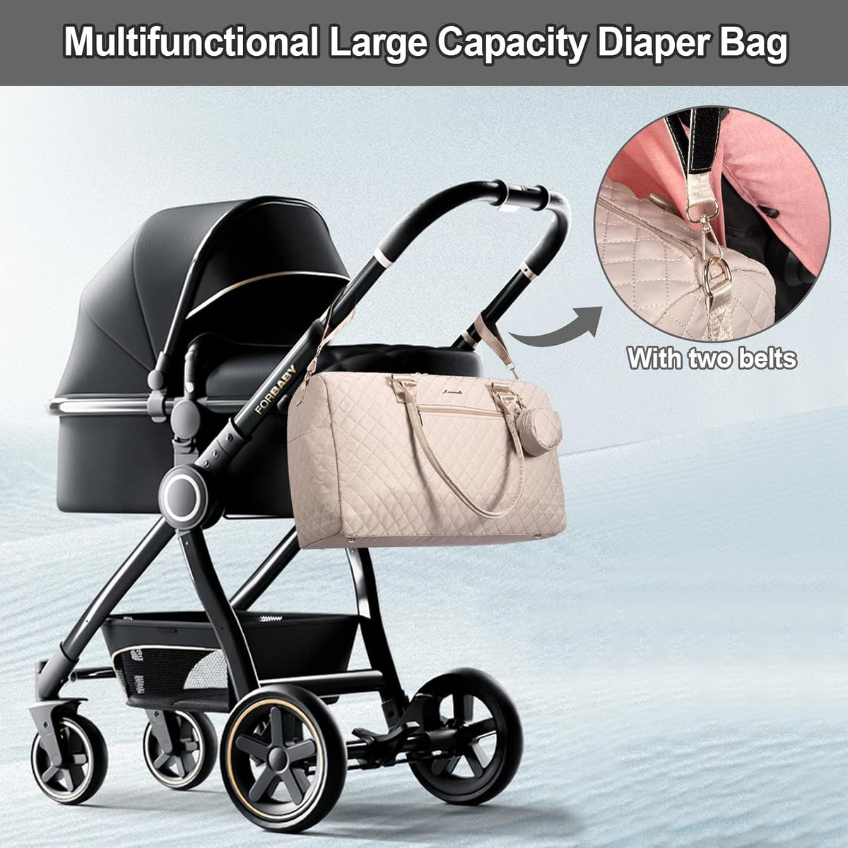 Diaper Bag Tote with Pacifier Case and Changing Pad, Large Capacity Mommy Bag for Hospital and Weekender Travel, Functional Baby Bag Newborn Baby Essential, Blue