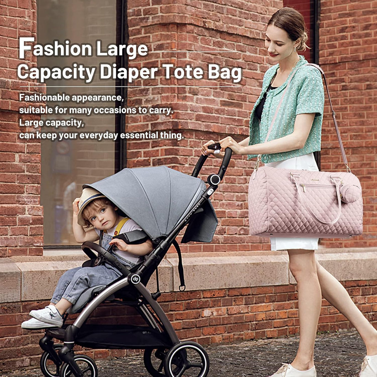 Diaper Bag Tote with Pacifier Case and Changing Pad, Large Capacity Mommy Bag for Hospital and Weekender Travel, Functional Baby Bag Newborn Baby Essential, Blue