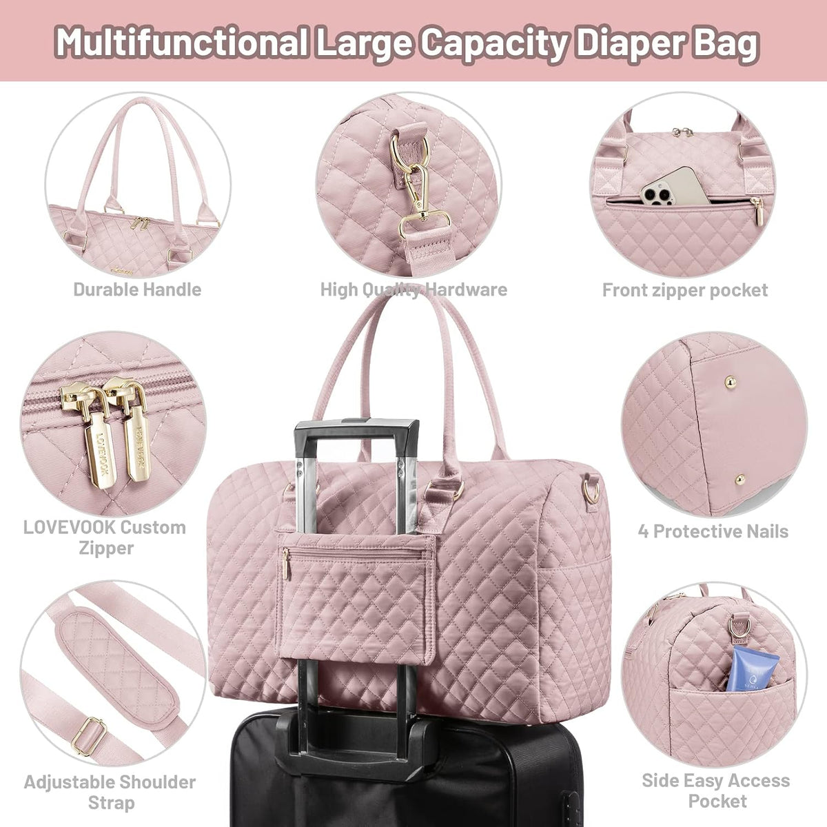 Diaper Bag Tote with Pacifier Case and Changing Pad, Large Capacity Mommy Bag for Hospital and Weekender Travel, Functional Baby Bag Newborn Baby Essential, Blue