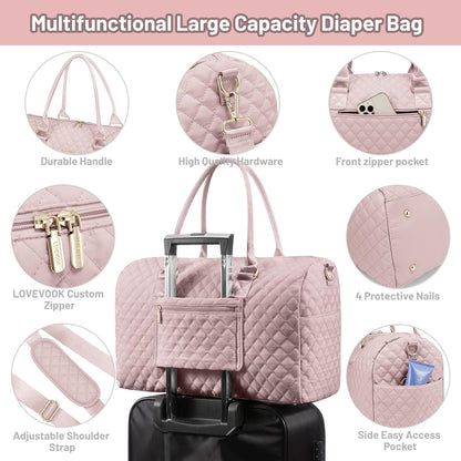 Diaper Bag Tote with Pacifier Case and Changing Pad, Large Capacity Mommy Bag for Hospital and Weekender Travel, Functional Baby Bag Newborn Baby Essential, Blue