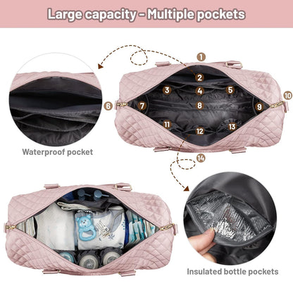 Diaper Bag Tote with Pacifier Case and Changing Pad, Large Capacity Mommy Bag for Hospital and Weekender Travel, Functional Baby Bag Newborn Baby Essential, Blue