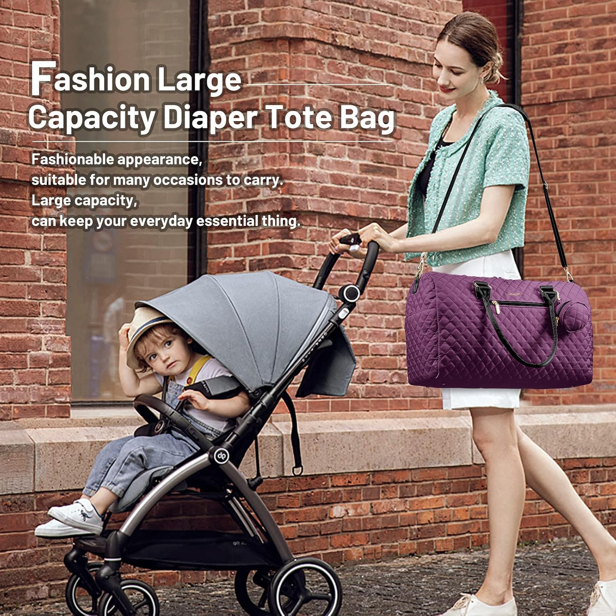 Diaper Bag Tote with Pacifier Case and Changing Pad, Large Capacity Mommy Bag for Hospital and Weekender Travel, Functional Baby Bag Newborn Baby Essential, Blue