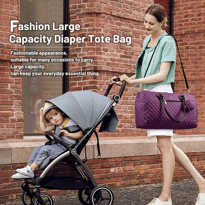 Diaper Bag Tote with Pacifier Case and Changing Pad, Large Capacity Mommy Bag for Hospital and Weekender Travel, Functional Baby Bag Newborn Baby Essential, Blue