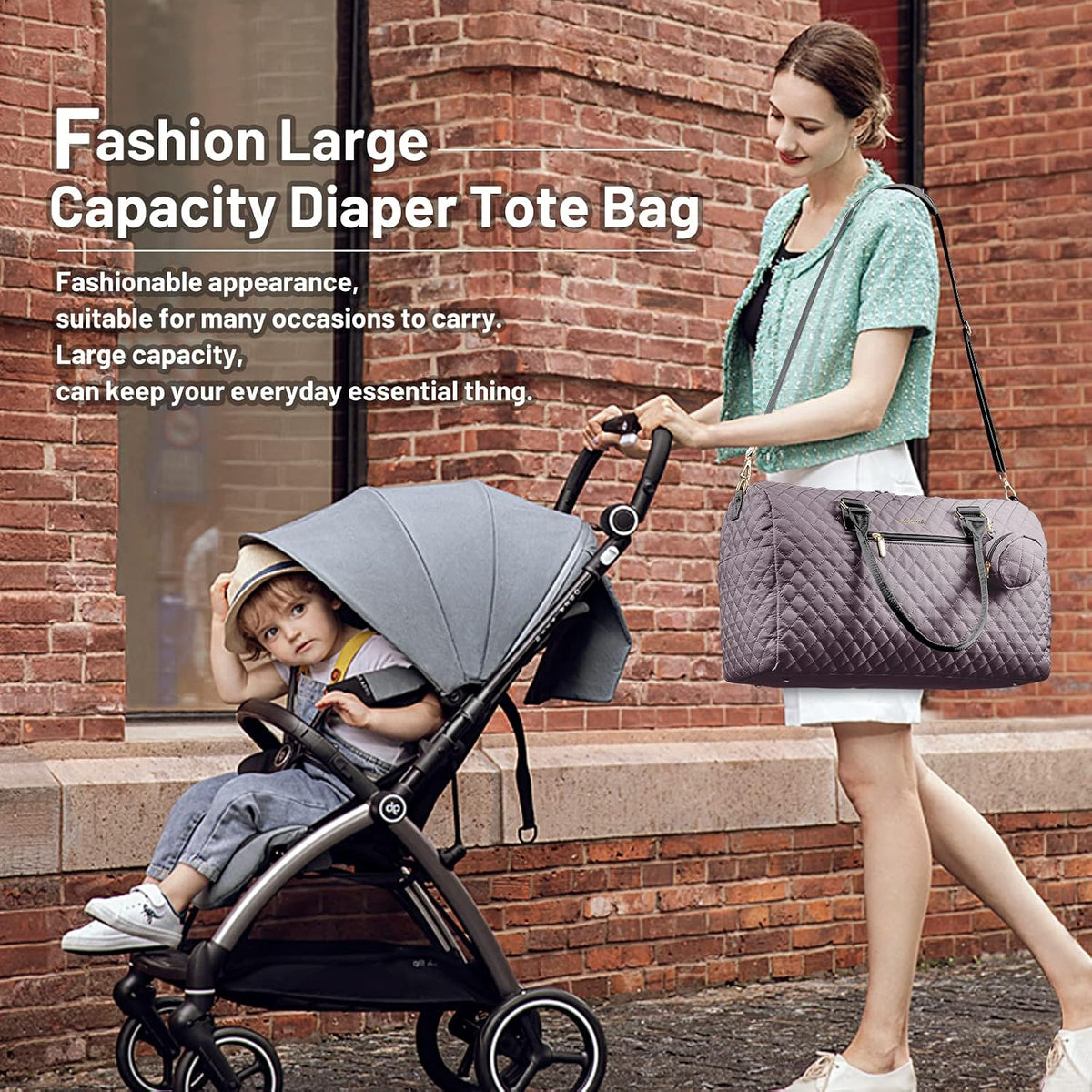 Diaper Bag Tote with Pacifier Case and Changing Pad, Large Capacity Mommy Bag for Hospital and Weekender Travel, Functional Baby Bag Newborn Baby Essential, Blue