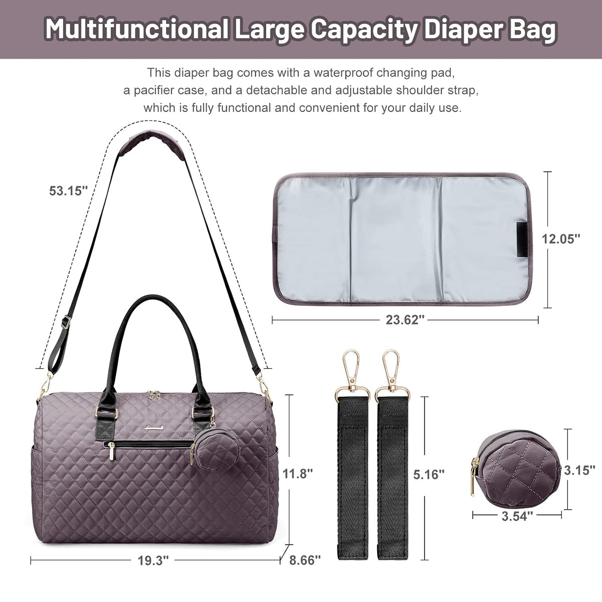 Diaper Bag Tote with Pacifier Case and Changing Pad, Large Capacity Mommy Bag for Hospital and Weekender Travel, Functional Baby Bag Newborn Baby Essential, Blue