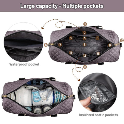 Diaper Bag Tote with Pacifier Case and Changing Pad, Large Capacity Mommy Bag for Hospital and Weekender Travel, Functional Baby Bag Newborn Baby Essential, Blue