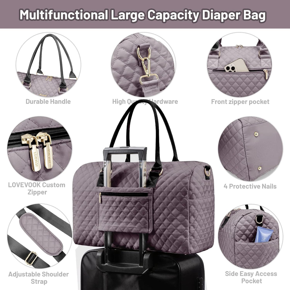 Diaper Bag Tote with Pacifier Case and Changing Pad, Large Capacity Mommy Bag for Hospital and Weekender Travel, Functional Baby Bag Newborn Baby Essential, Blue