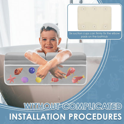 Bath Kneeler Set Bath Elbow Rest Pad Foldable Non Slip Comfortable with Toys Organizer for Baby Bathing Time
