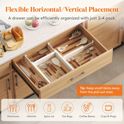 4" High Upgrade Drawer Divider, Adjustable Drawer Organizer Clothes