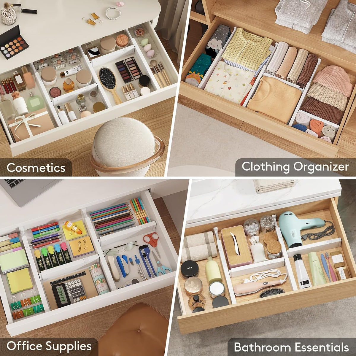 4" High Upgrade Drawer Divider, Adjustable Drawer Organizer Clothes