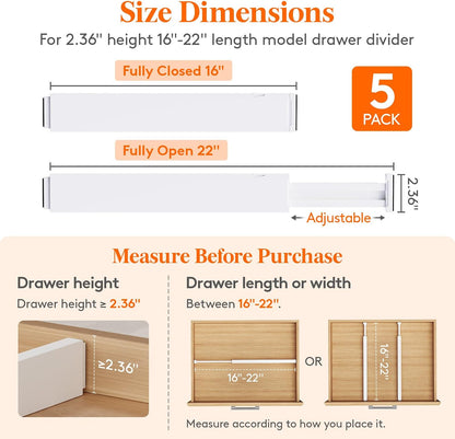 4" High Upgrade Drawer Divider, Adjustable Drawer Organizer Clothes
