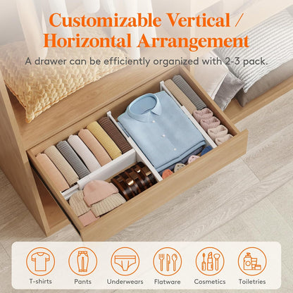 4" High Upgrade Drawer Divider, Adjustable Drawer Organizer Clothes