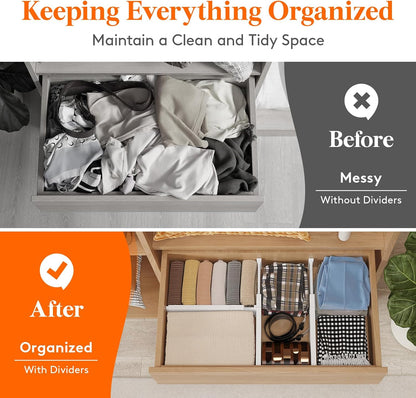 4" High Upgrade Drawer Divider, Adjustable Drawer Organizer Clothes